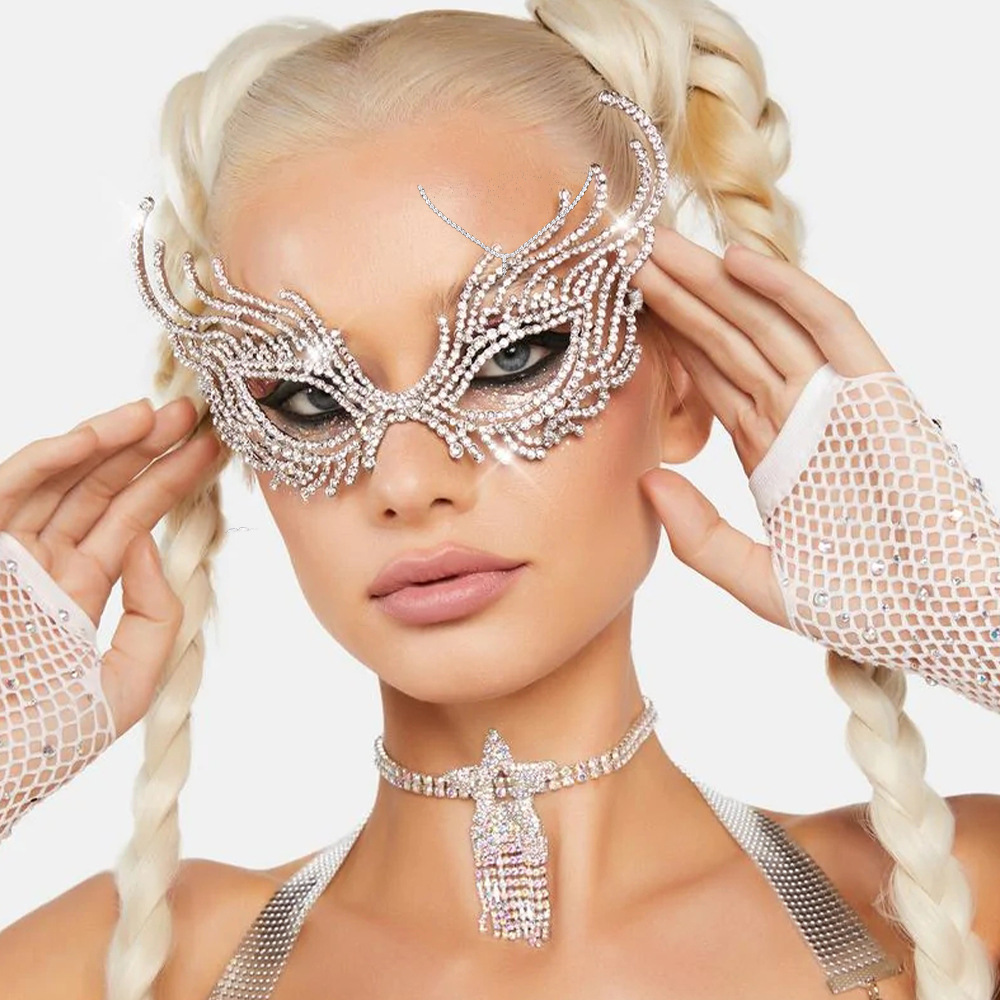 Luxury Costume Party Accessory Crystal Rhinestone Masquerade Eye Mask